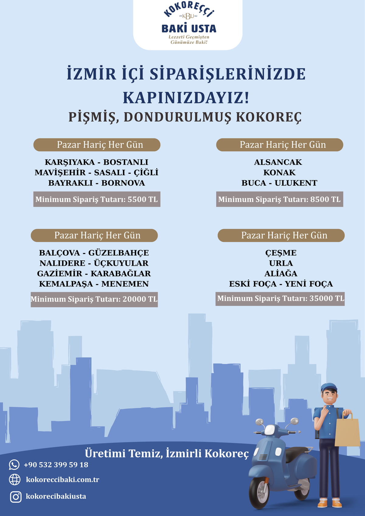 İzmir İçi Kapıya Teslim Minimum Tutar